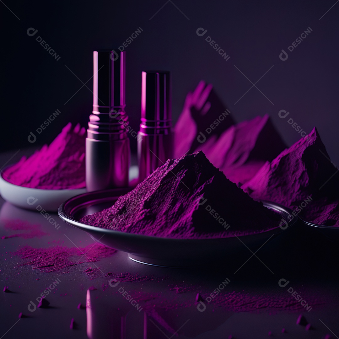 Imagem realista de maquiagens sobre uma mesa