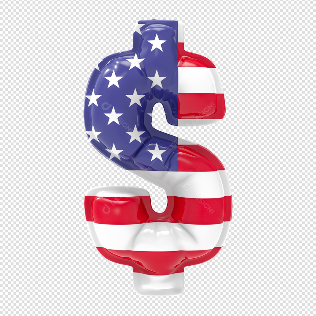 Balão Cifrão Bandeira Dos Estados Unidos Elemento 3D Para Composição PSD