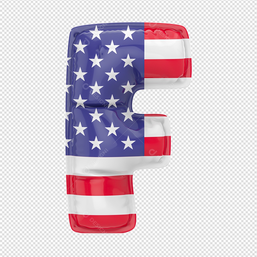 Balão Letra F Bandeira Dos Estados Unidos Elemento 3D Para Composição PSD