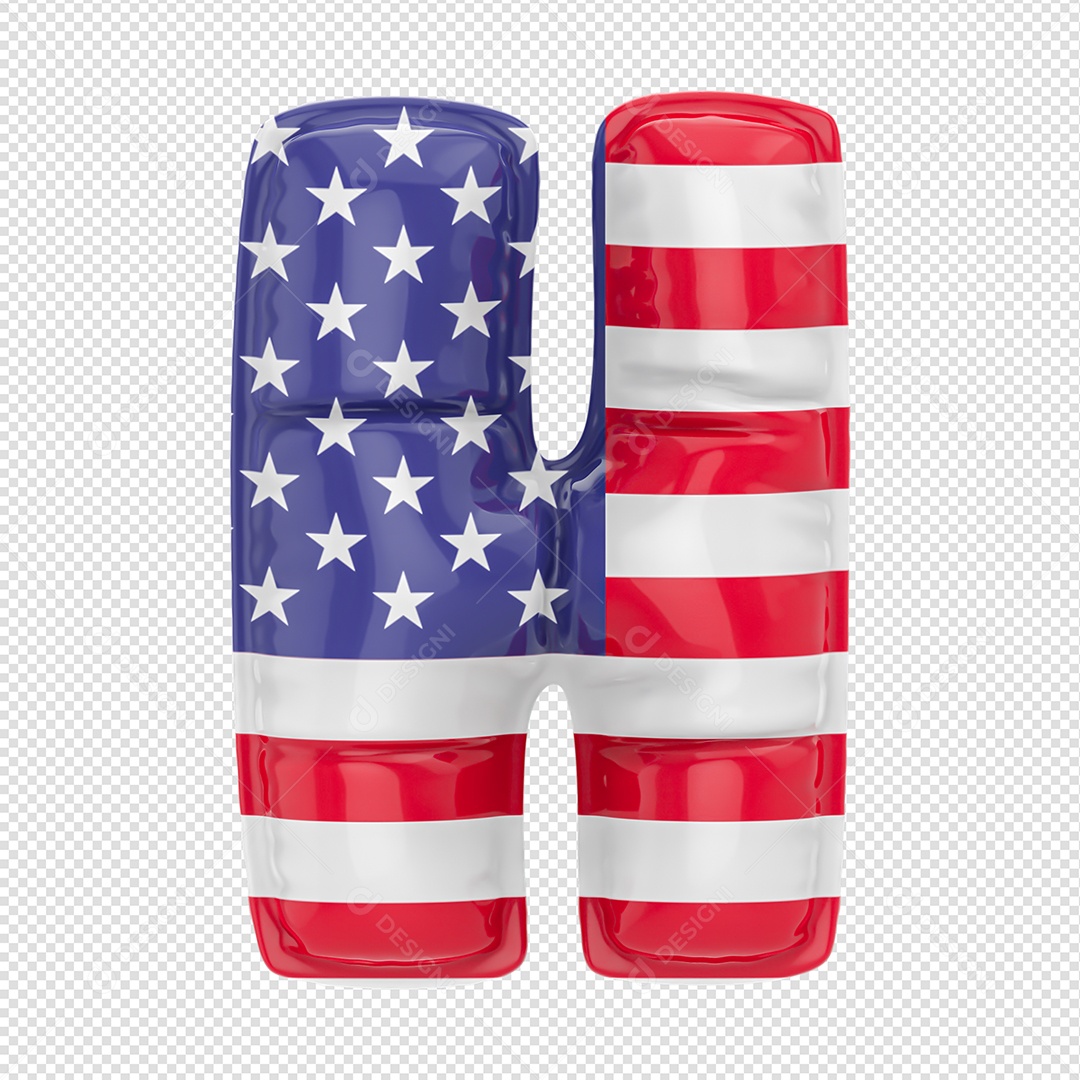 Balão Letra H Bandeira Dos Estados Unidos Elemento 3D Para Composição PSD