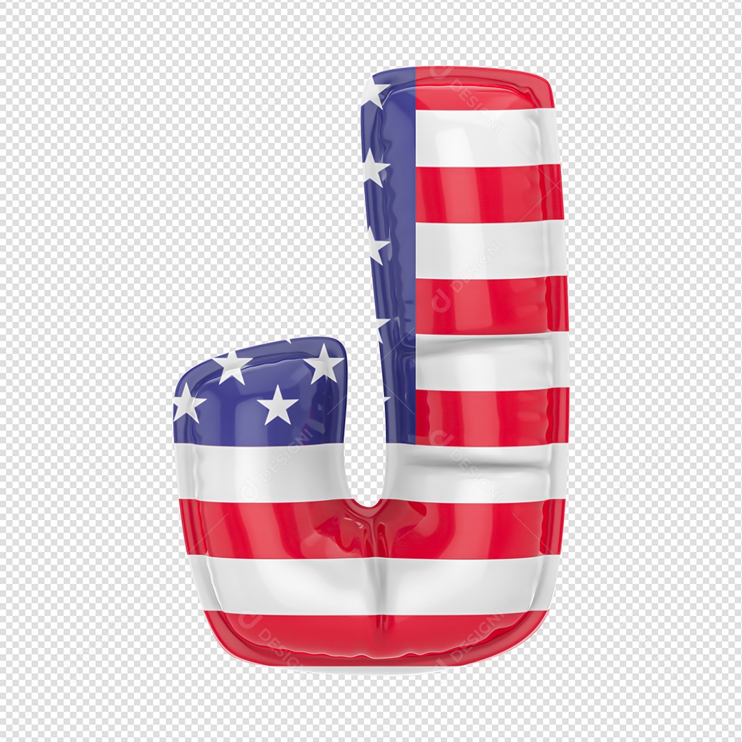 Balão Letra J Bandeira Dos Estados Unidos Elemento 3D Para Composição PSD