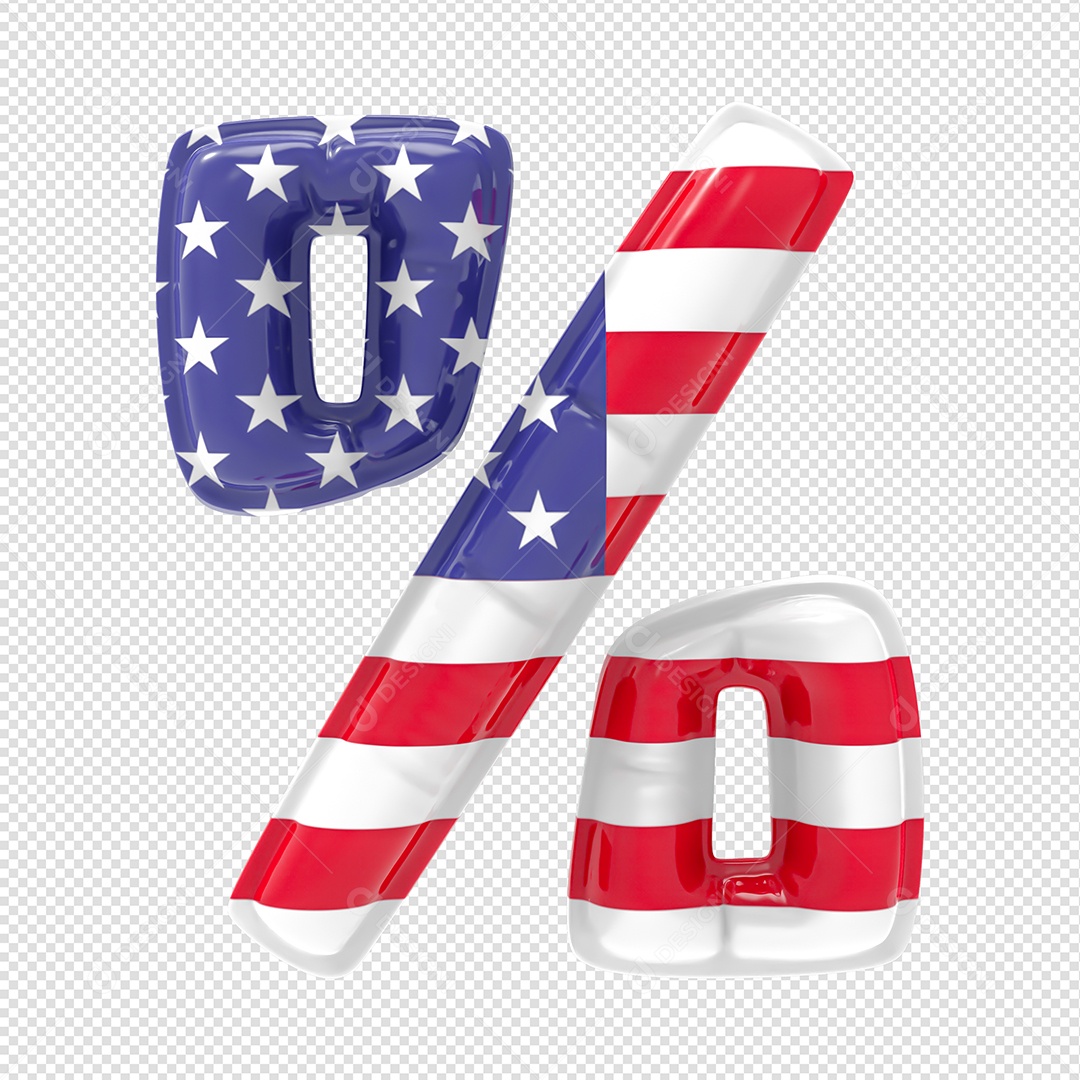 Balão De Porcentagem Bandeira Dos Estados Unidos Elemento 3D Para Composição PSD