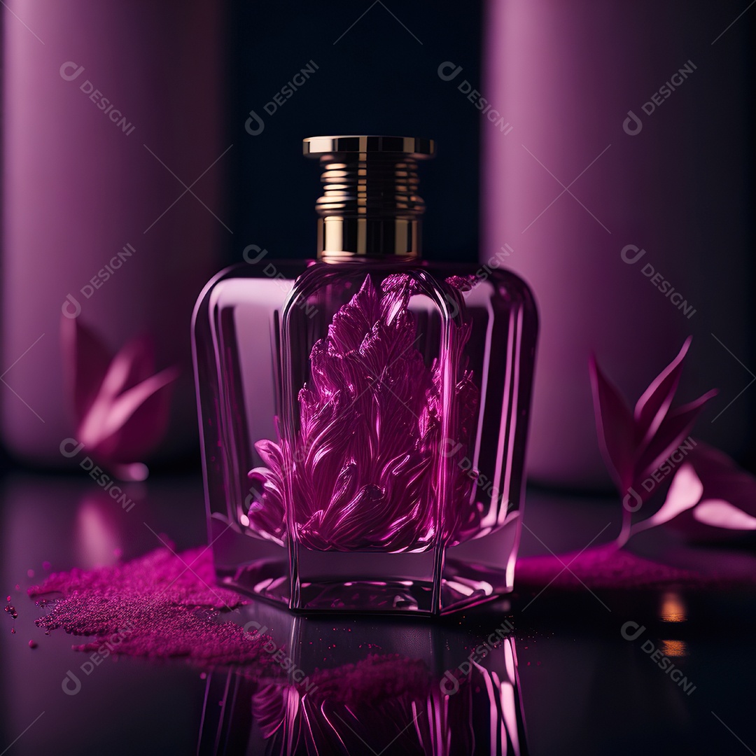 Imagem realista de frasco de perfume sobre fundo isolado