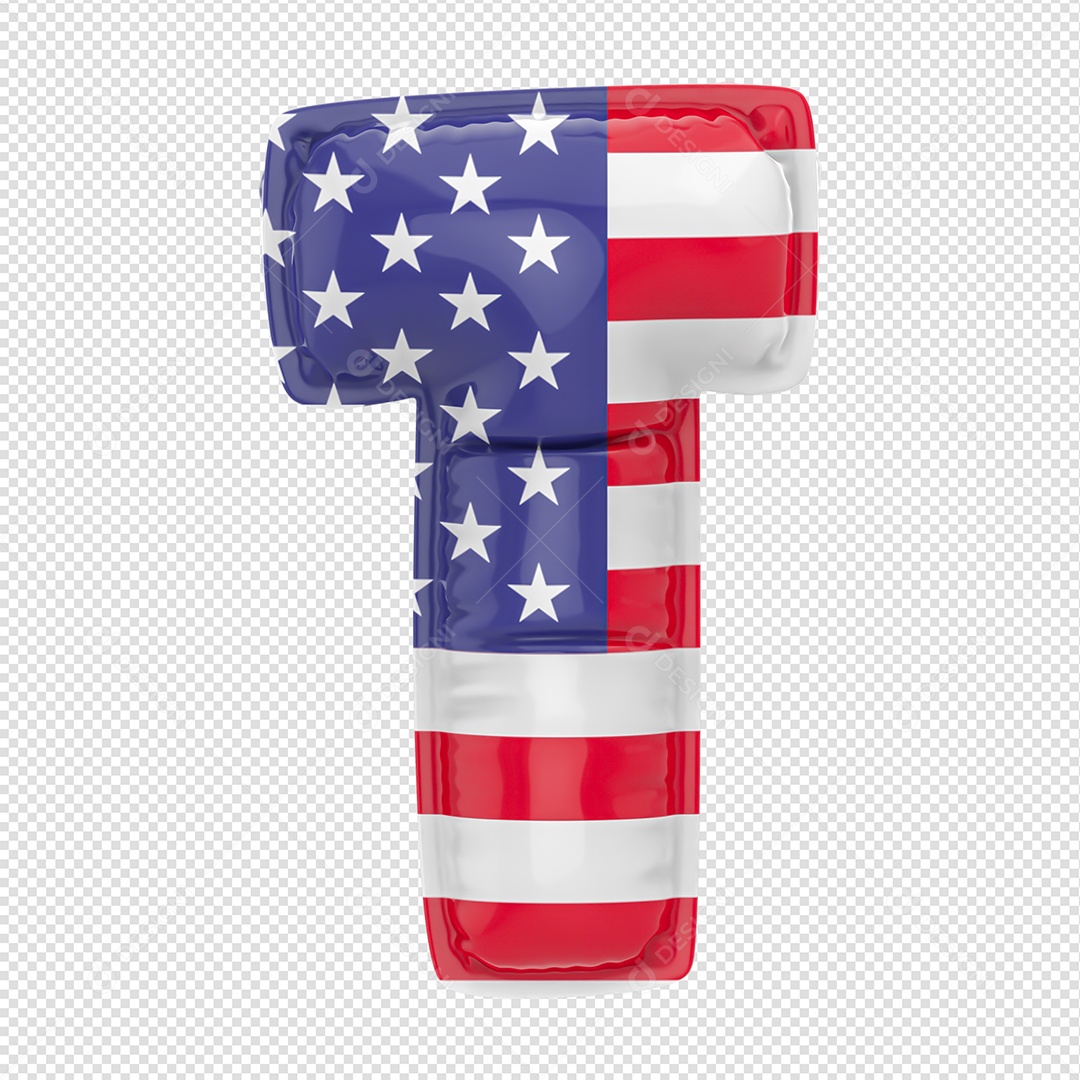 Balão Letra T Bandeira Dos Estados Unidos Elemento 3D Para Composição PSD