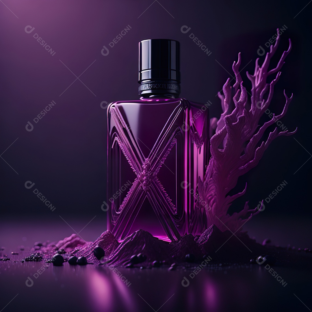 Imagem realista de frasco de perfume sobre fundo isolado