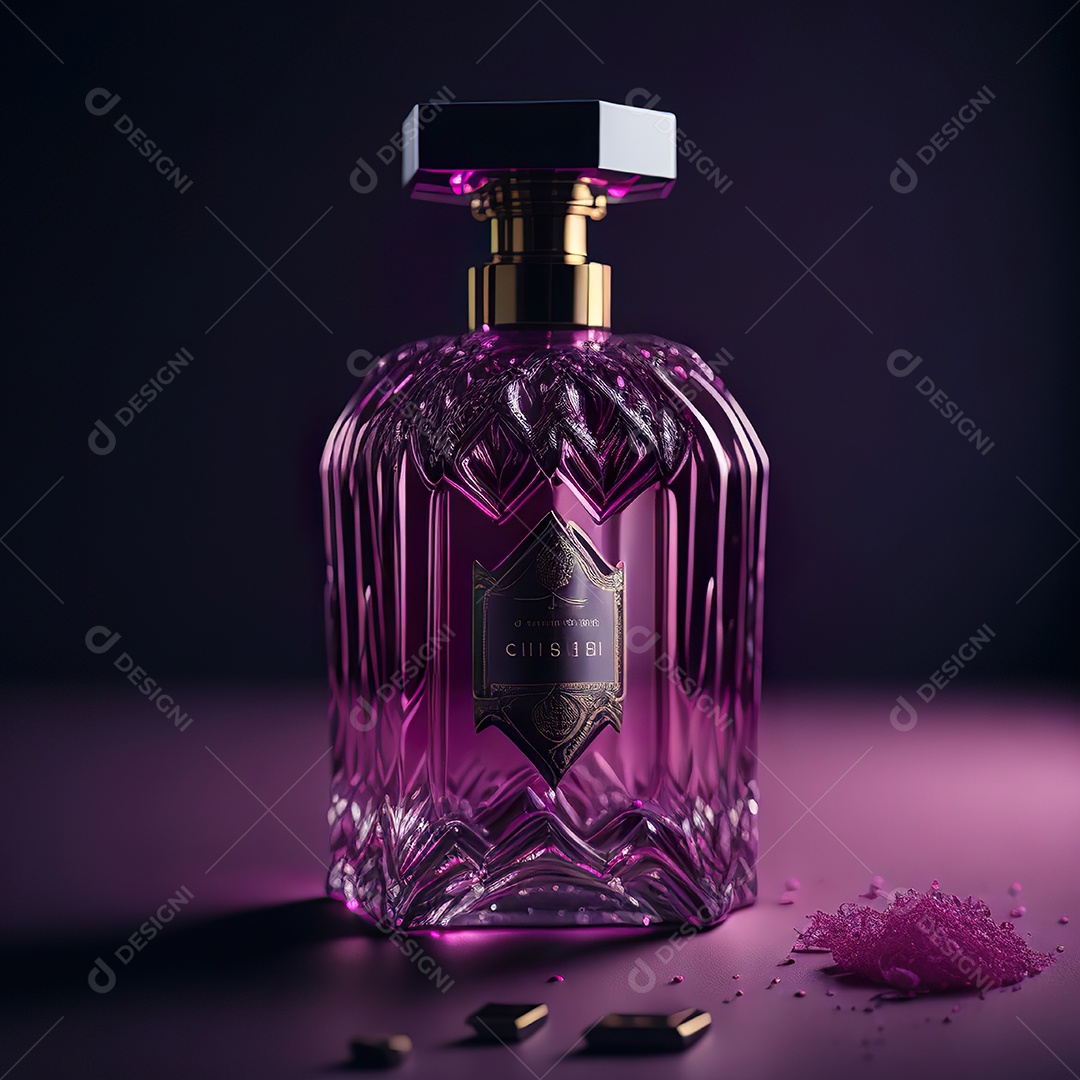 Imagem realista de frasco de perfume sobre fundo isolado