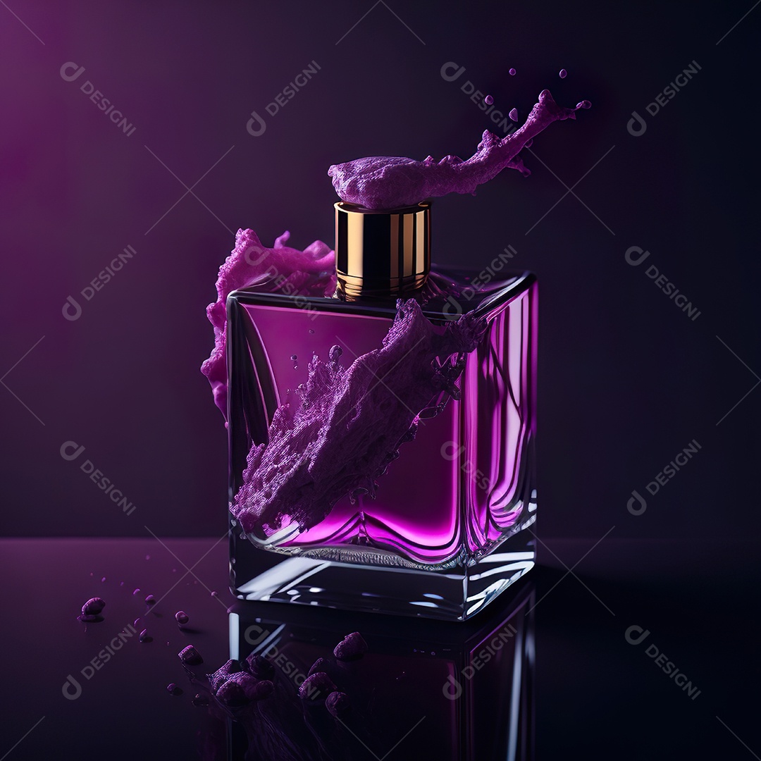 Imagem realista de frasco de perfume sobre fundo isolado