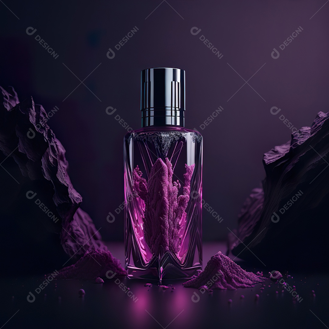 Imagem realista de frasco de perfume sobre fundo isolado