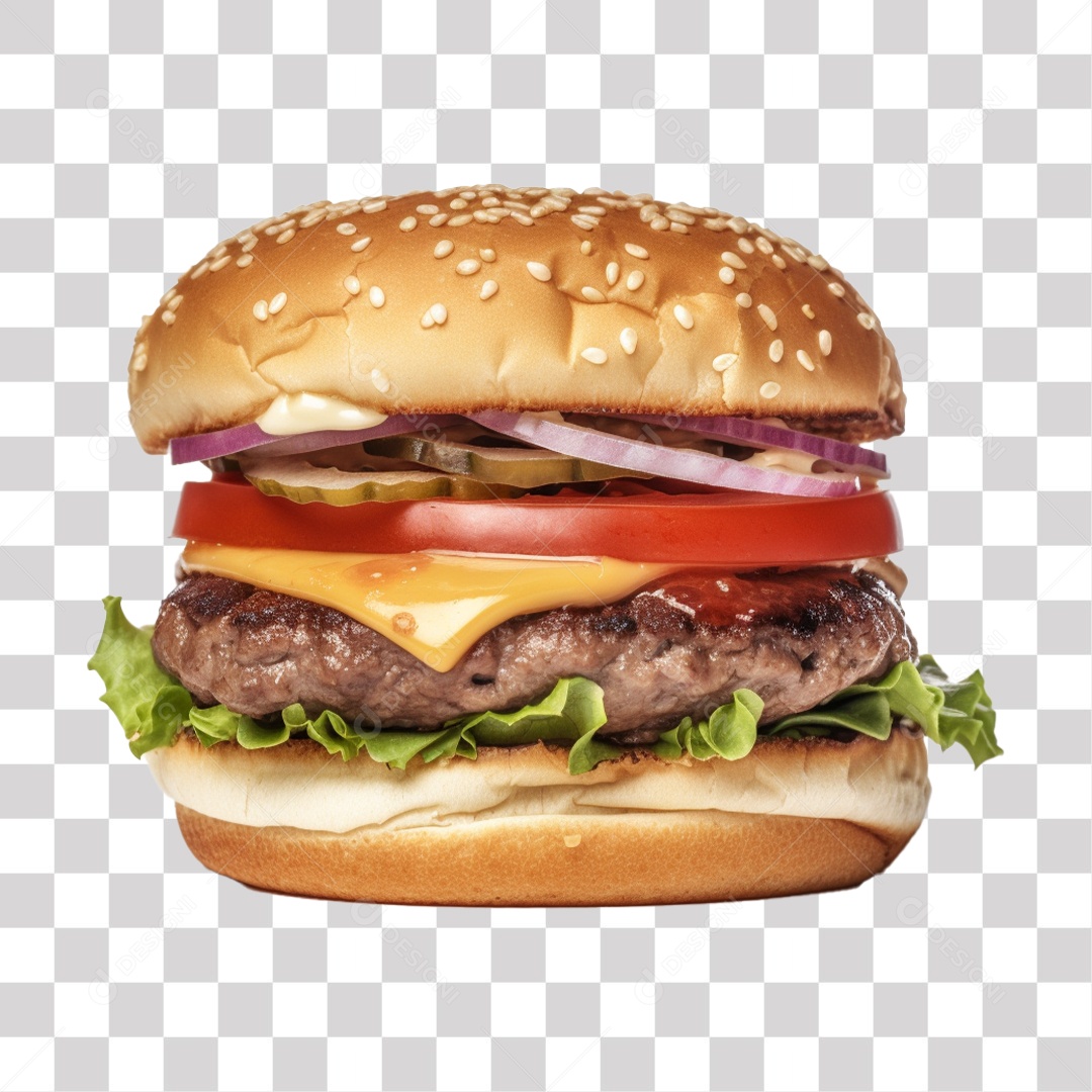 Delicioso Hambúrguer Cheddar Carne Cebola Pão PNG Transparente
