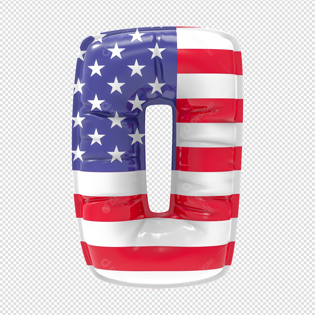 Balão Número 0 Bandeira Dos EUA  Elemento 3D Para Composição PSD