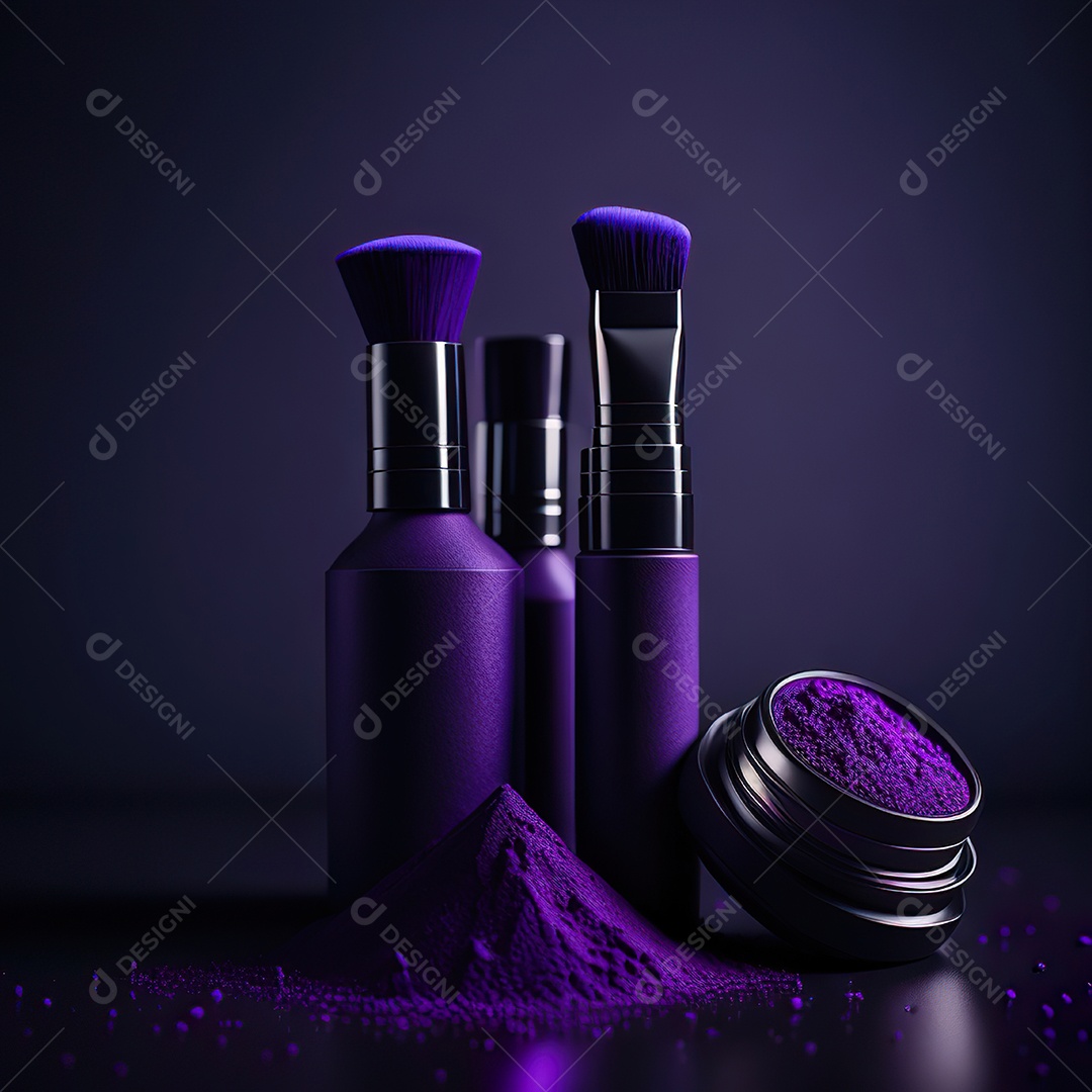 Imagem realista de maquiagens sobre uma mesa