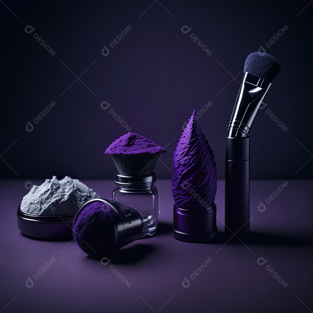 Imagem realista de maquiagens sobre uma mesa
