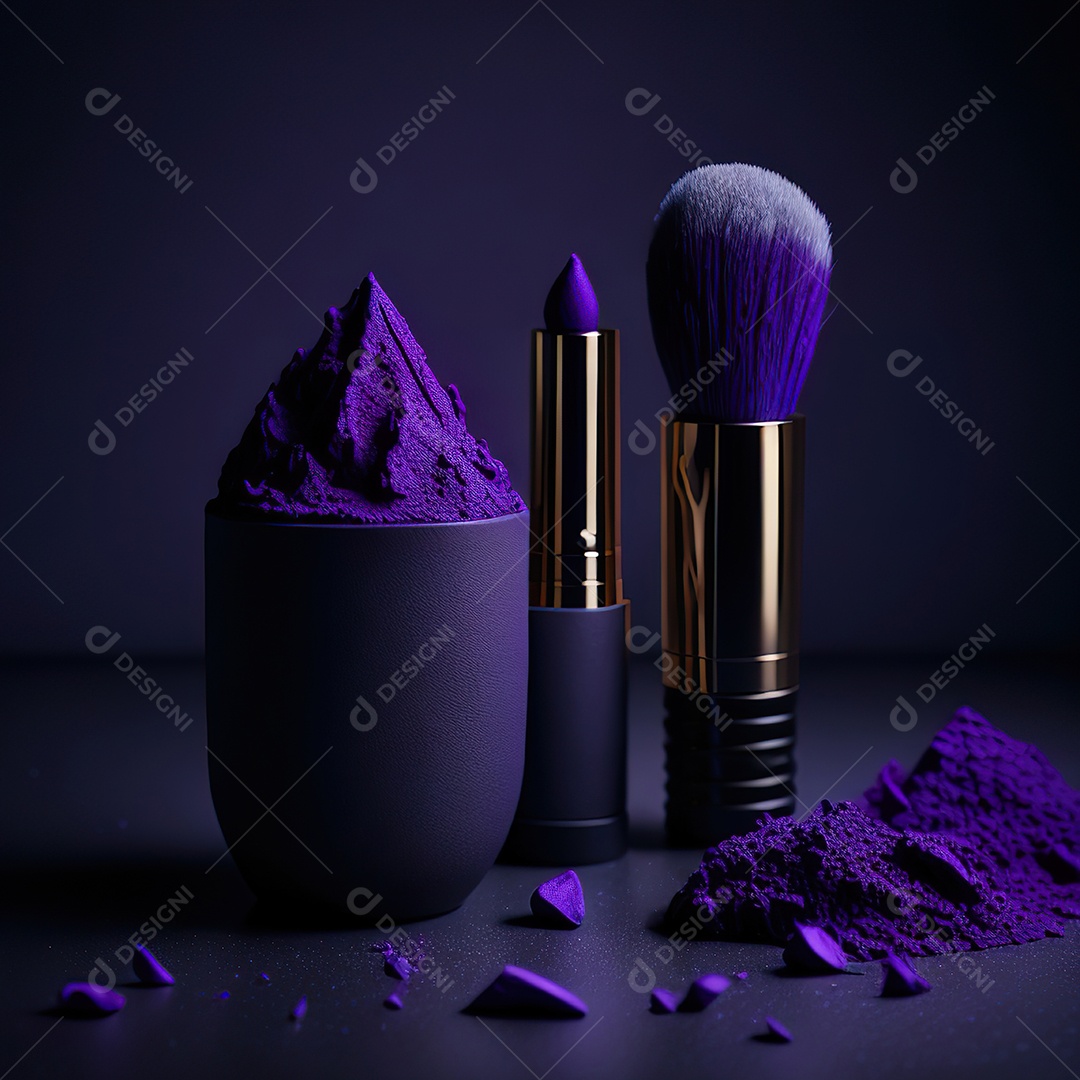 Imagem realista de maquiagens sobre uma mesa