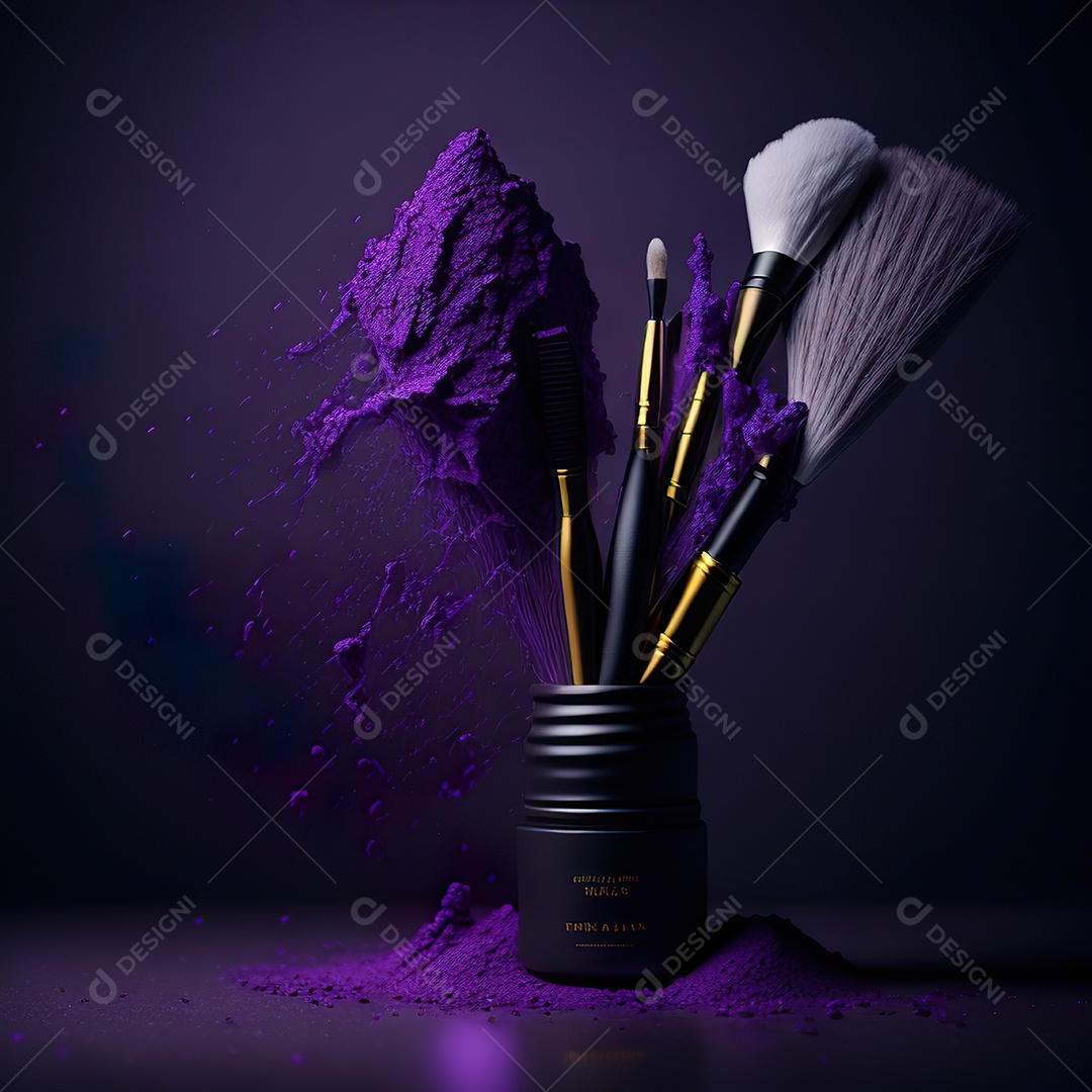 Imagem realista de maquiagens sobre uma mesa