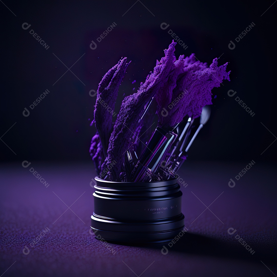 Imagem realista de maquiagens sobre uma mesa