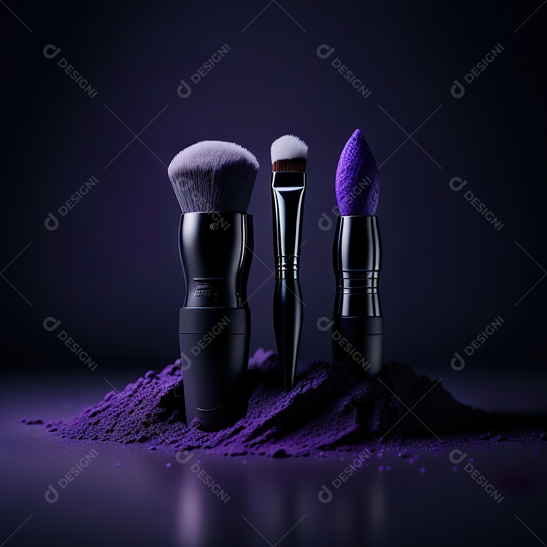 Imagem realista de maquiagens sobre uma mesa