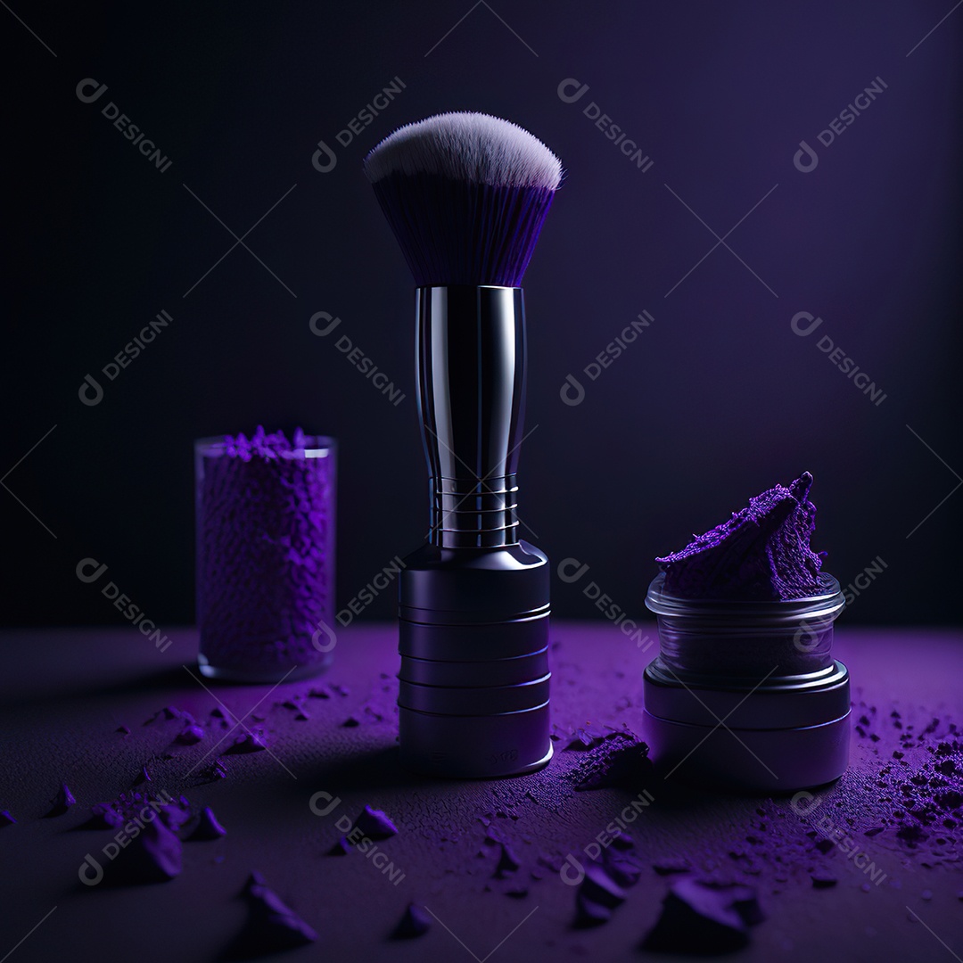 Imagem realista de maquiagens sobre uma mesa