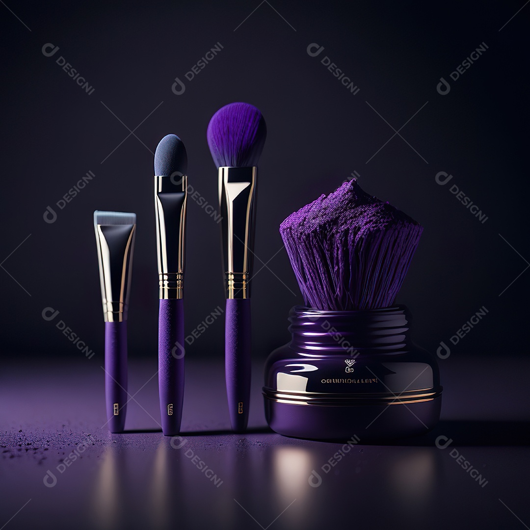 Imagem realista de maquiagens sobre uma mesa