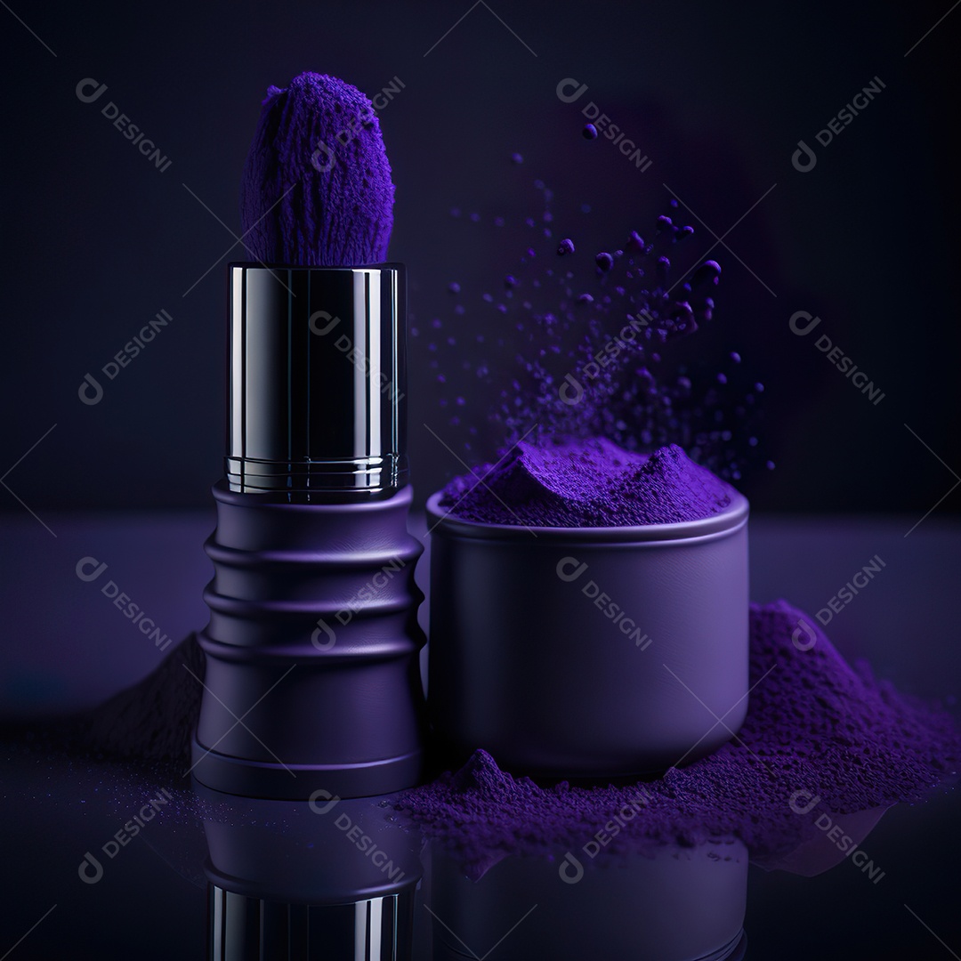 Imagem realista de maquiagens sobre uma mesa