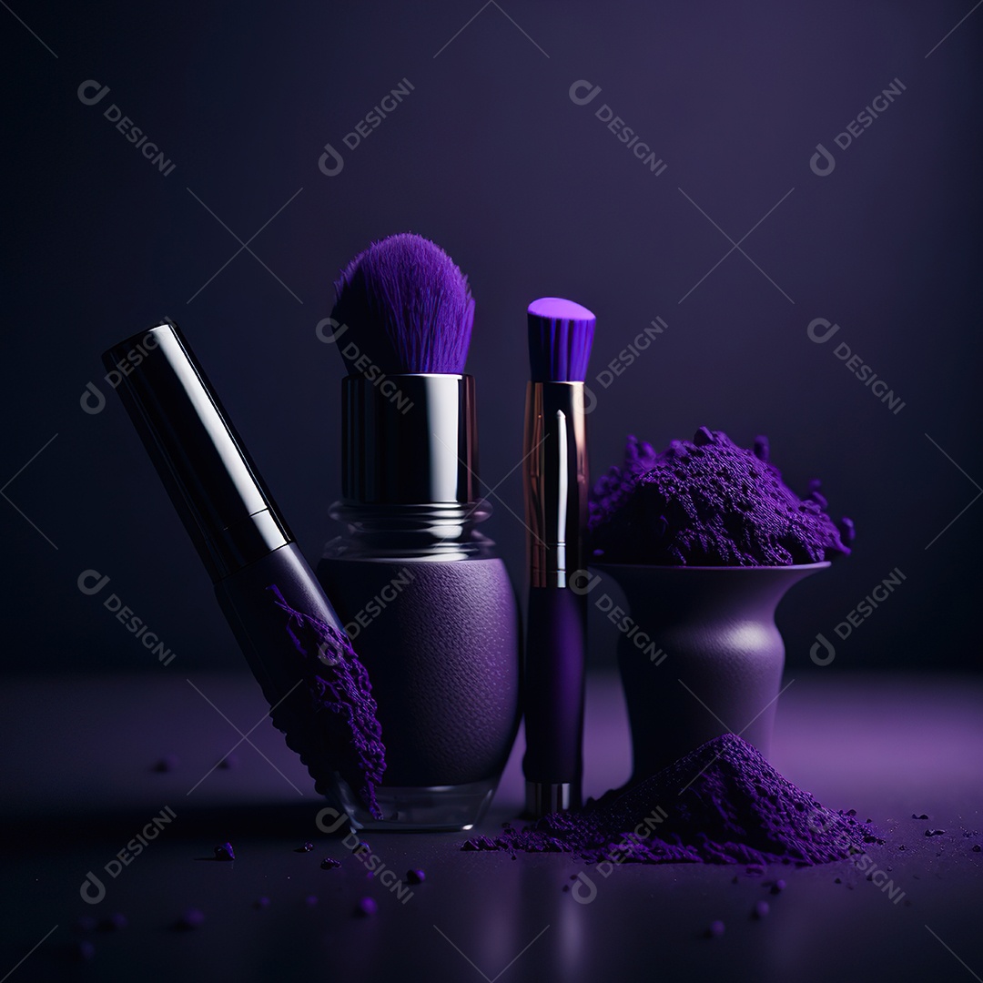 Imagem realista de maquiagens sobre uma mesa