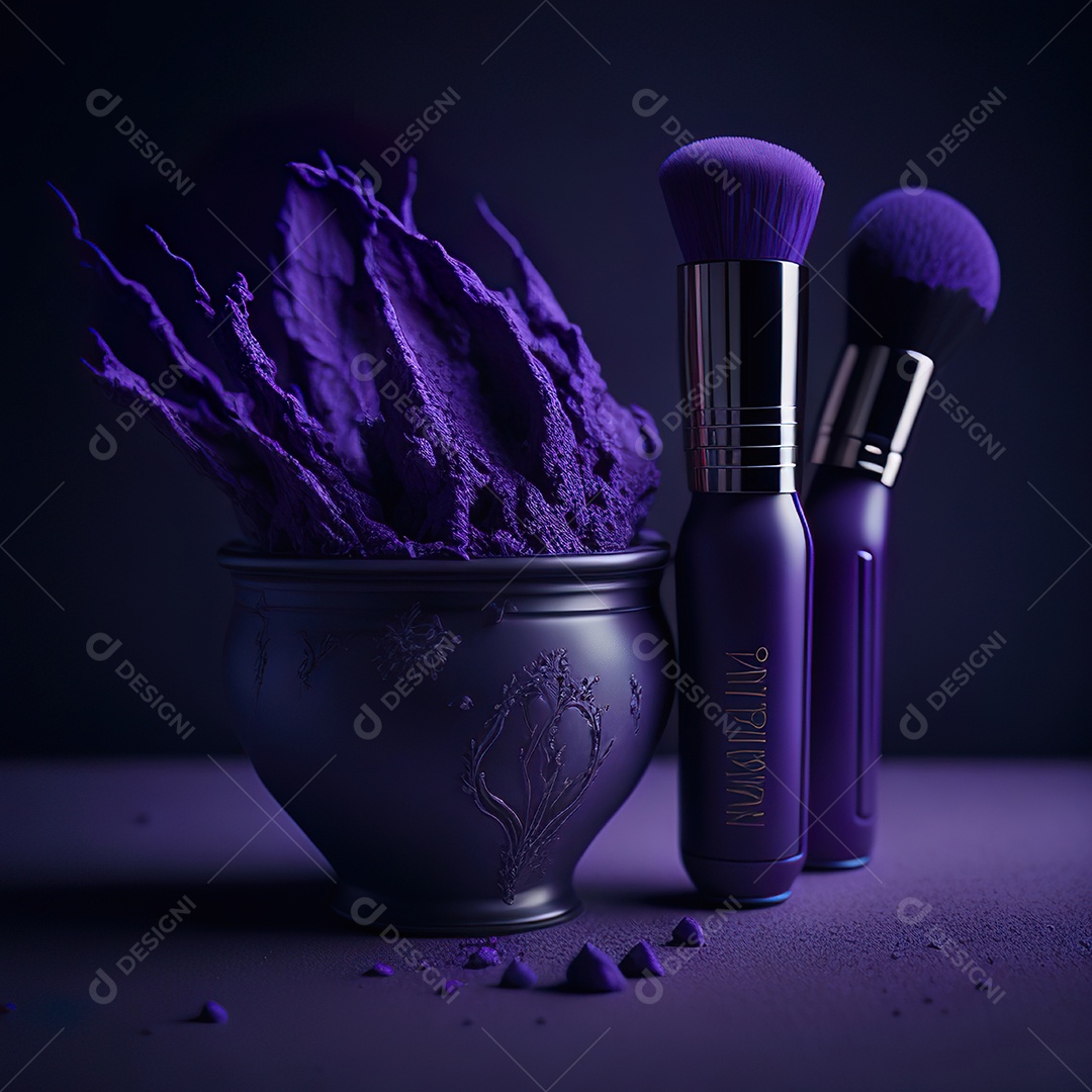 Imagem realista de maquiagens sobre uma mesa