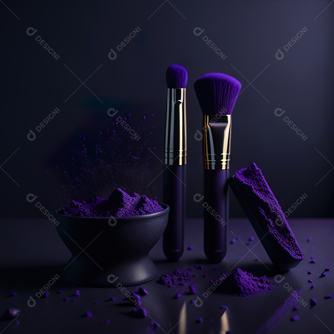 Imagem realista de maquiagens sobre uma mesa