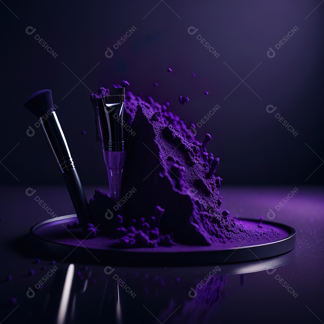 Imagem realista de maquiagens sobre uma mesa