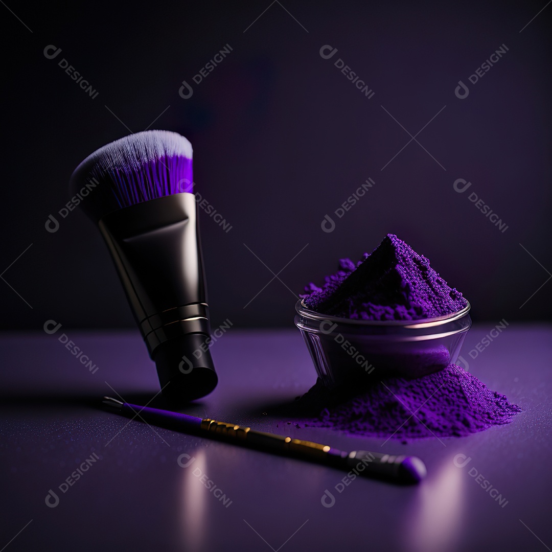 Imagem realista de maquiagens sobre uma mesa