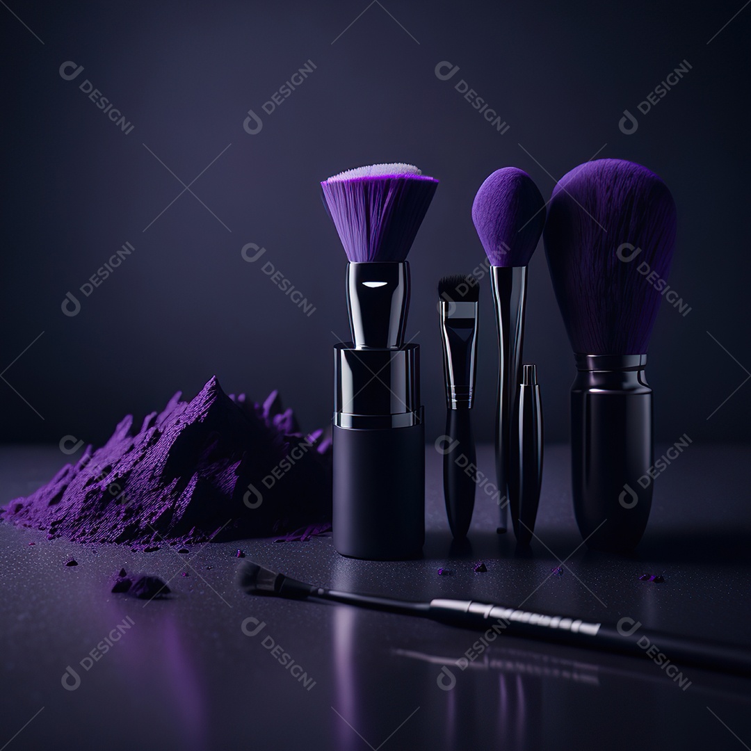 Imagem realista de maquiagens sobre uma mesa