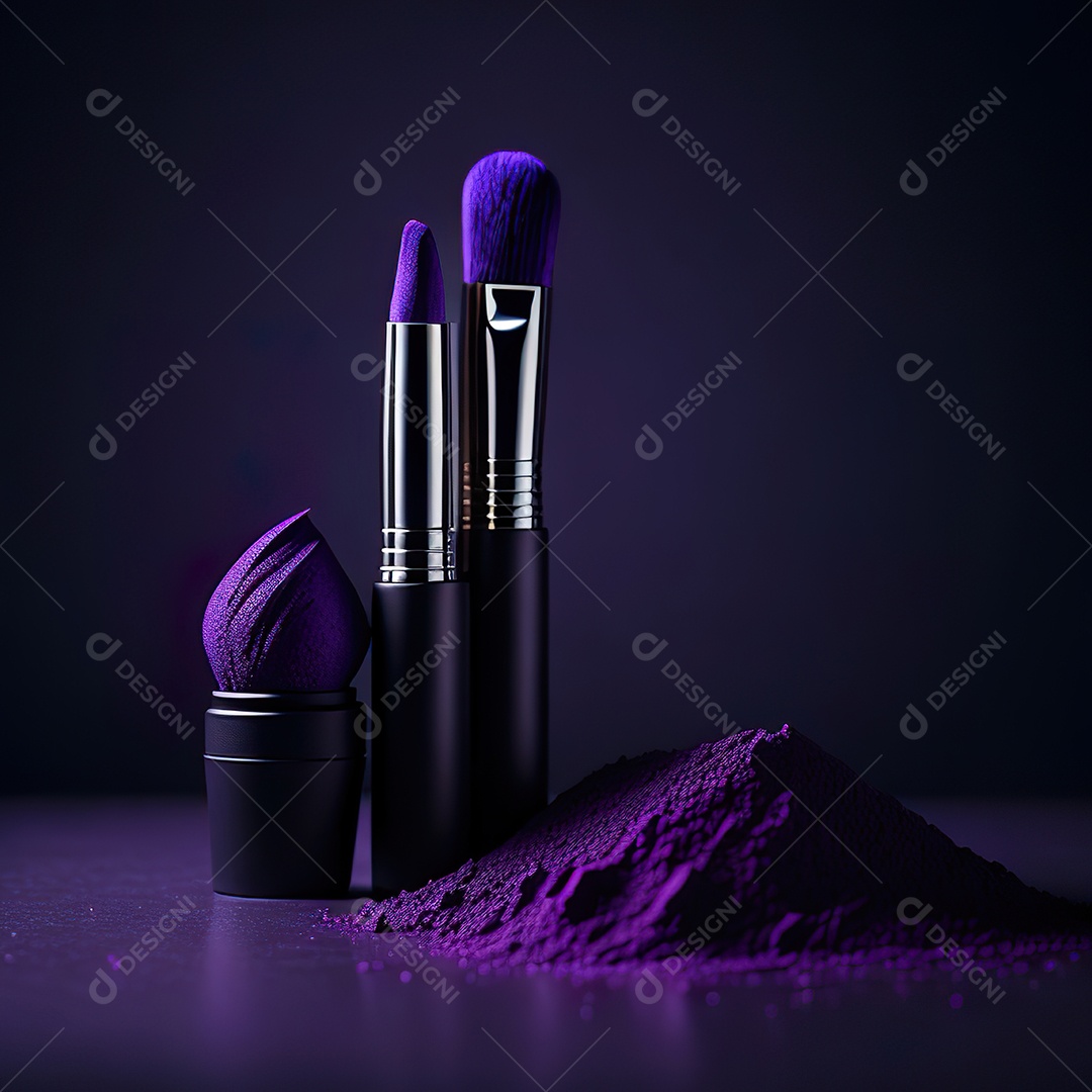 Imagem realista de maquiagens sobre uma mesa