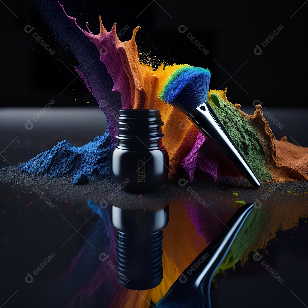 Imagem realista de maquiagens sobre uma mesa