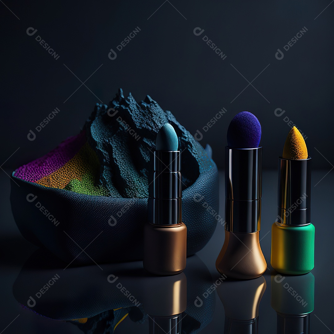 Imagem realista de maquiagens sobre uma mesa