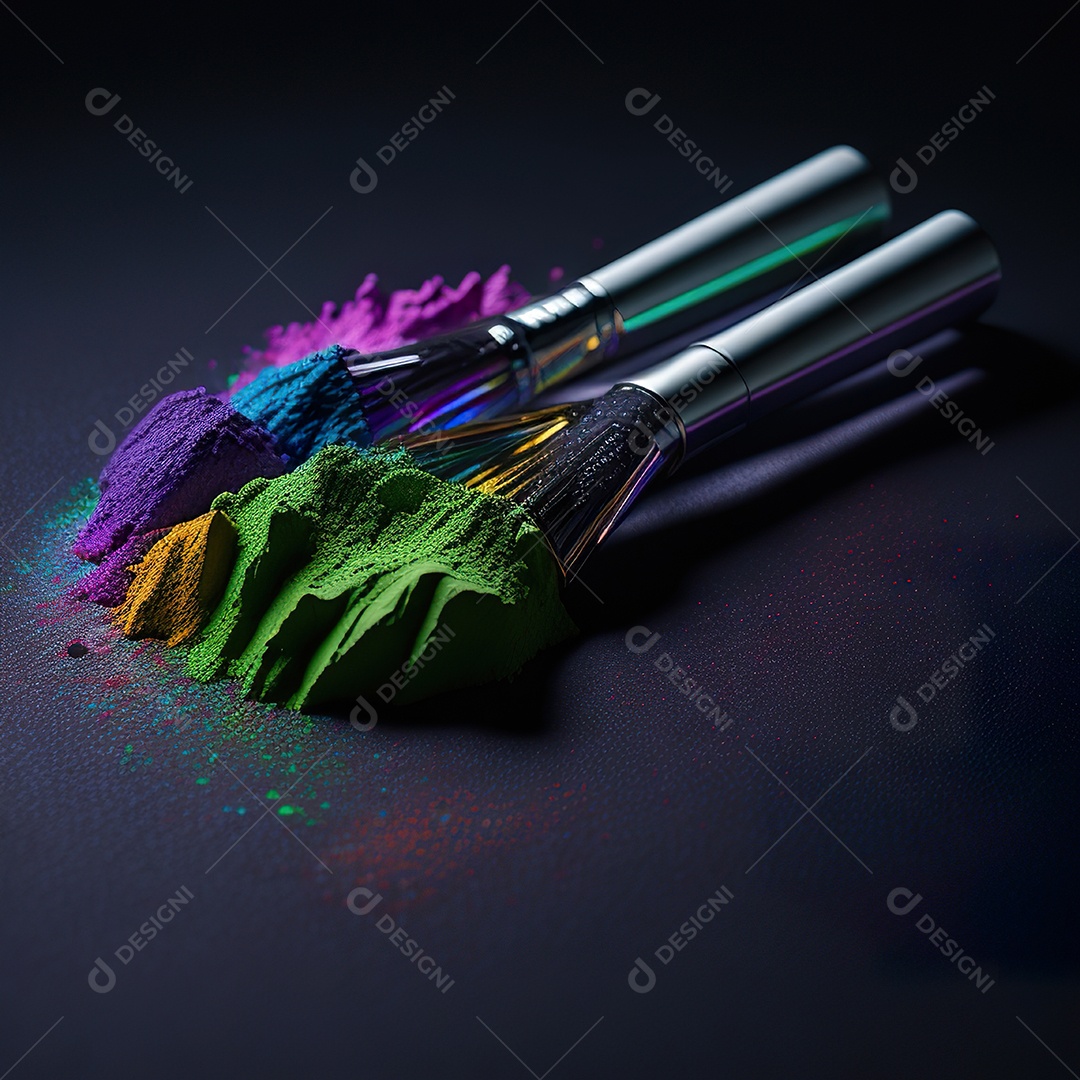 Imagem realista de maquiagens sobre uma mesa