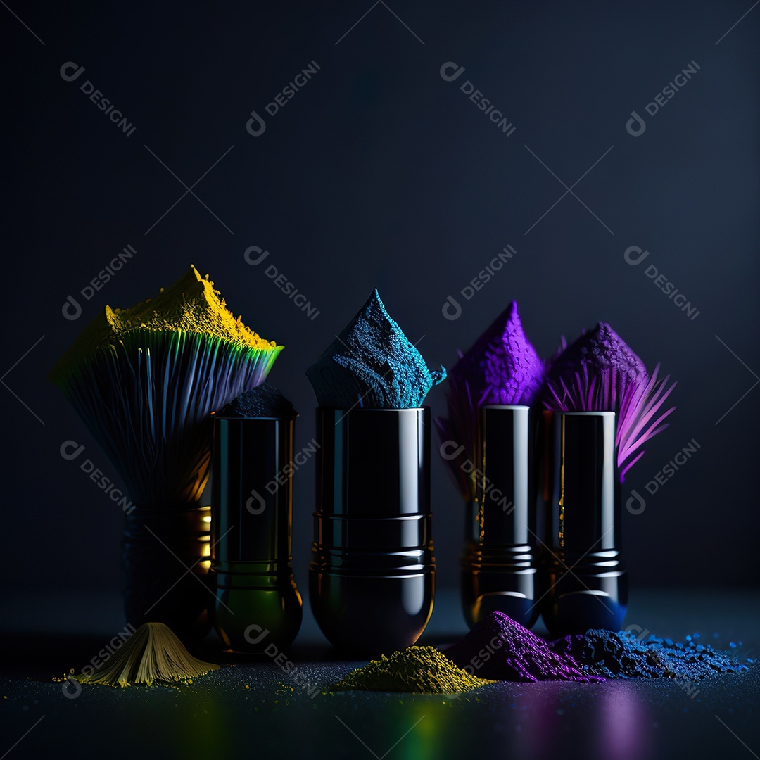 Imagem realista de maquiagens sobre uma mesa