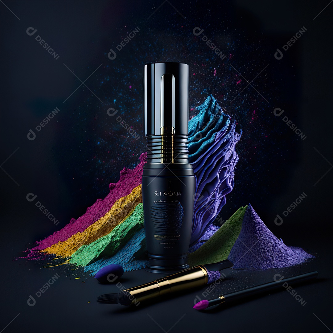 Imagem realista de maquiagens sobre uma mesa