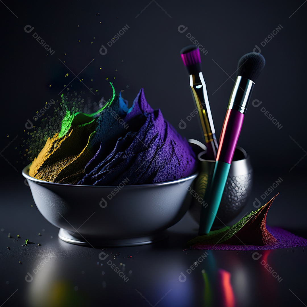 Imagem realista de maquiagens sobre uma mesa