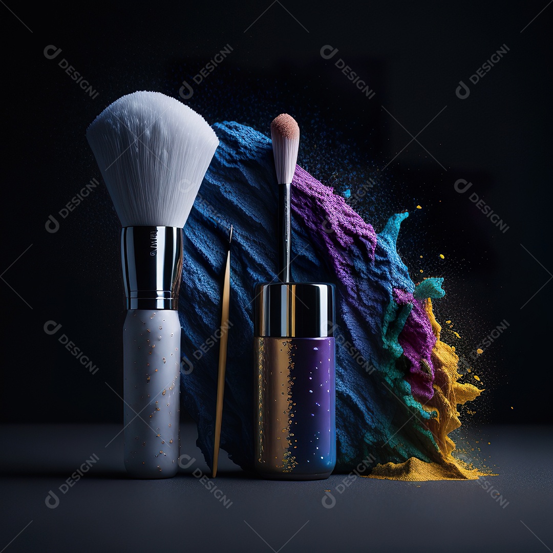 Imagem realista de maquiagens sobre uma mesa