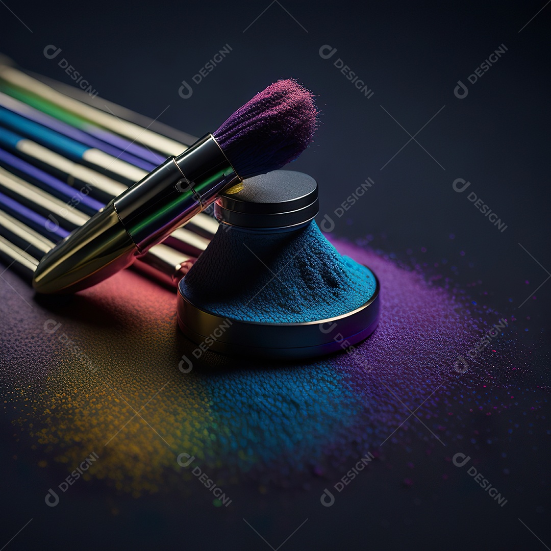 Imagem realista de maquiagens sobre uma mesa