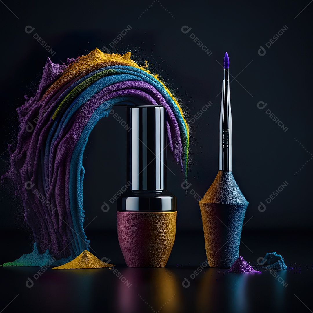 Imagem realista de maquiagens sobre uma mesa