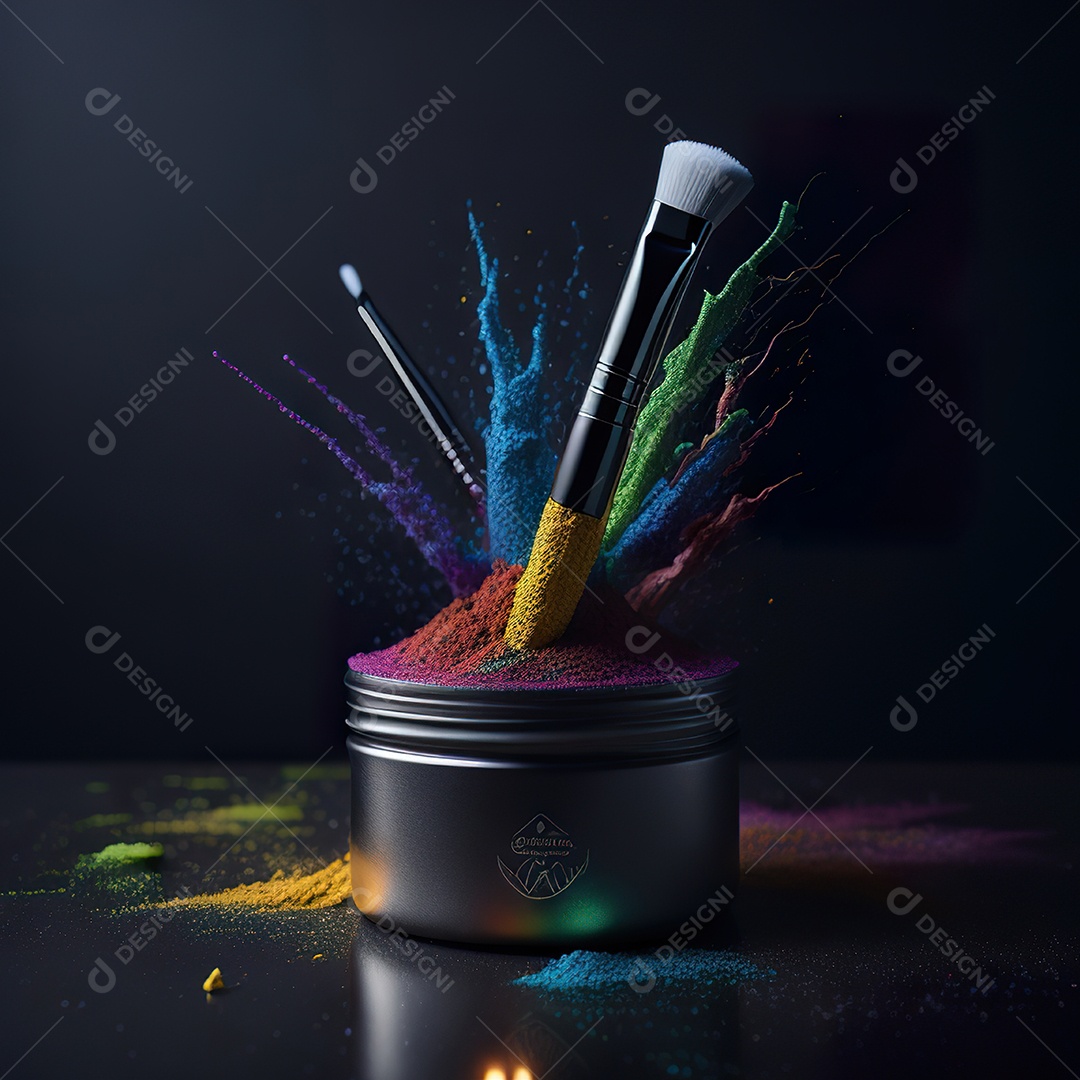 Imagem realista de maquiagens sobre uma mesa