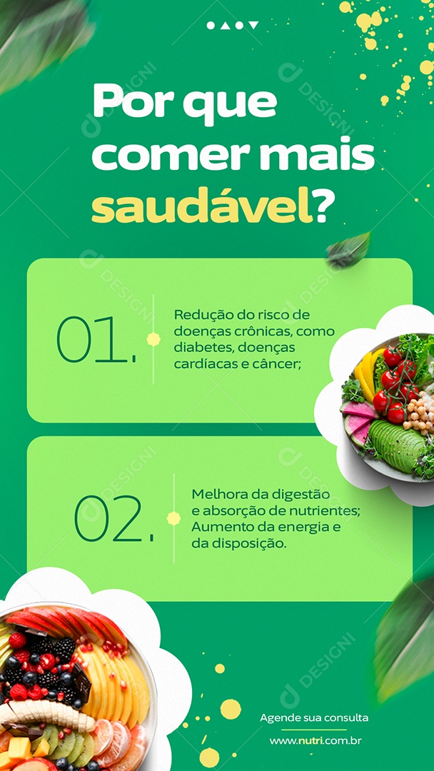 Story Comer mais Saudável Nutricionista Social Media PSD Editável