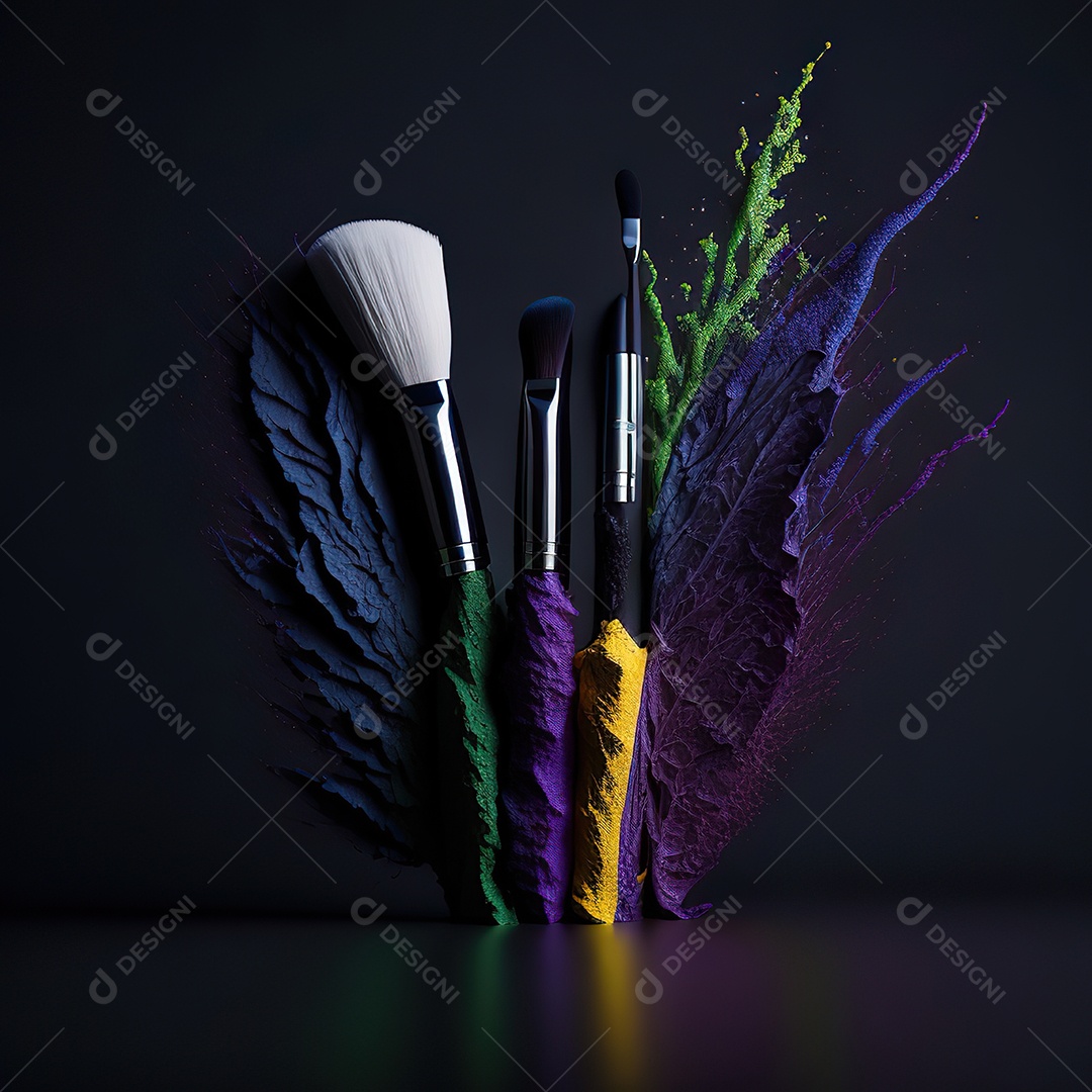 Imagem realista de maquiagens sobre uma mesa