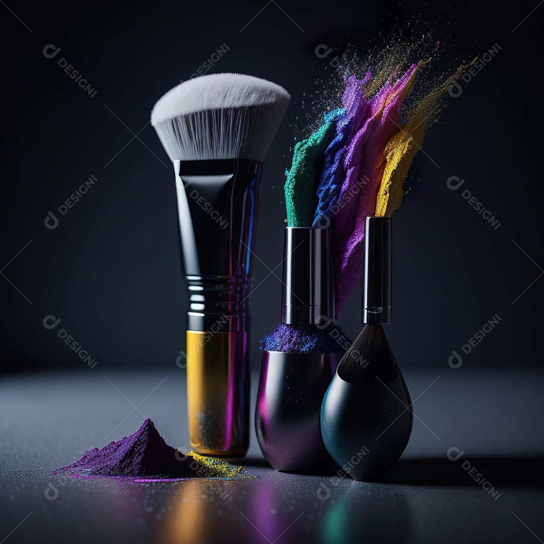 Imagem realista de maquiagens sobre uma mesa