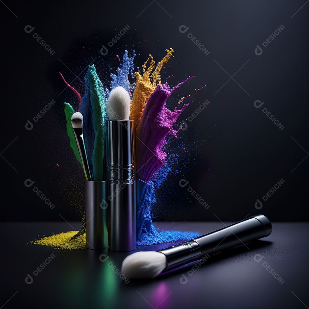 Imagem realista de maquiagens sobre uma mesa