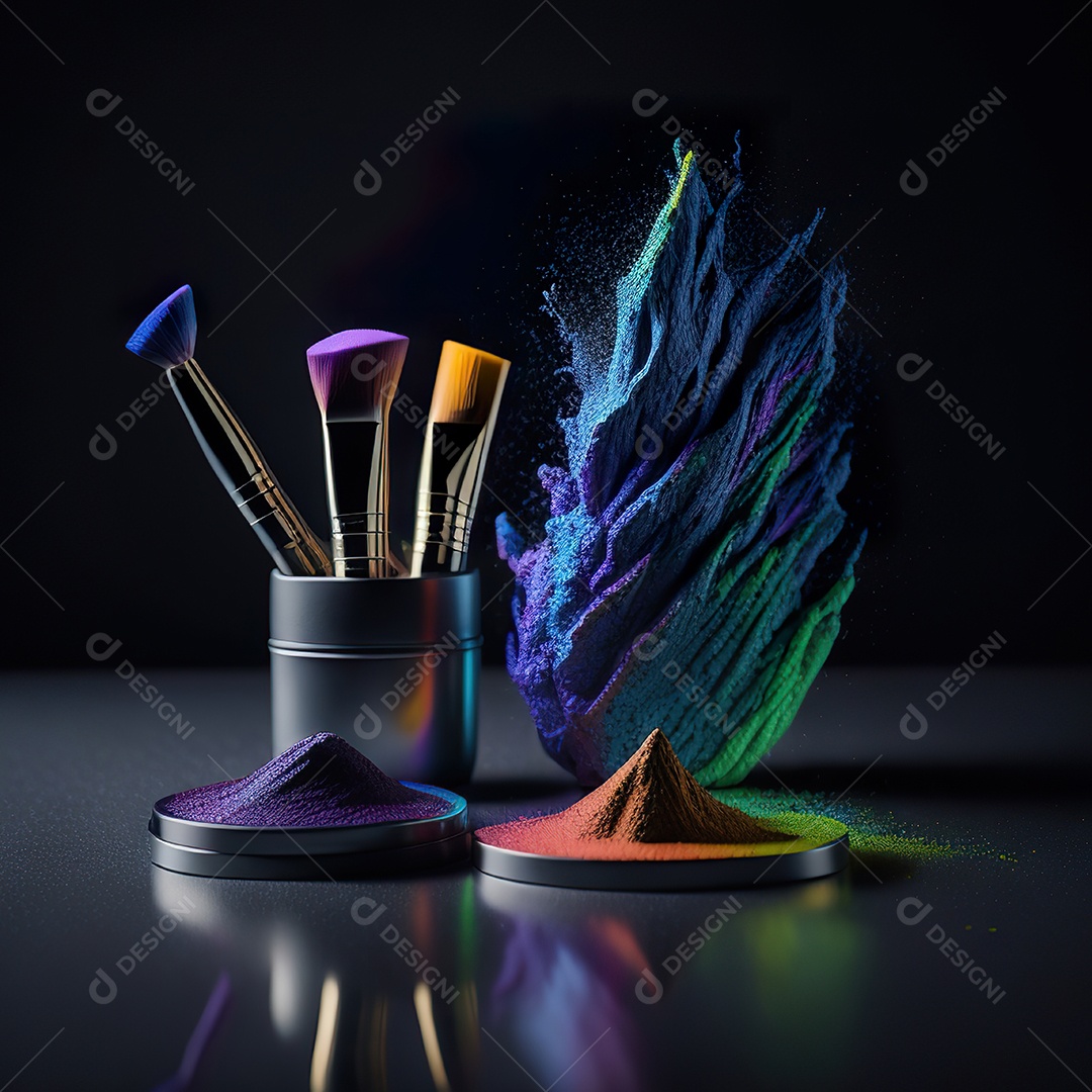 Imagem realista de maquiagens sobre uma mesa