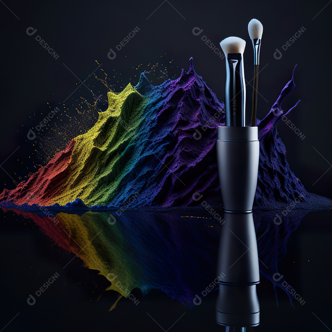 Imagem realista de maquiagens sobre uma mesa