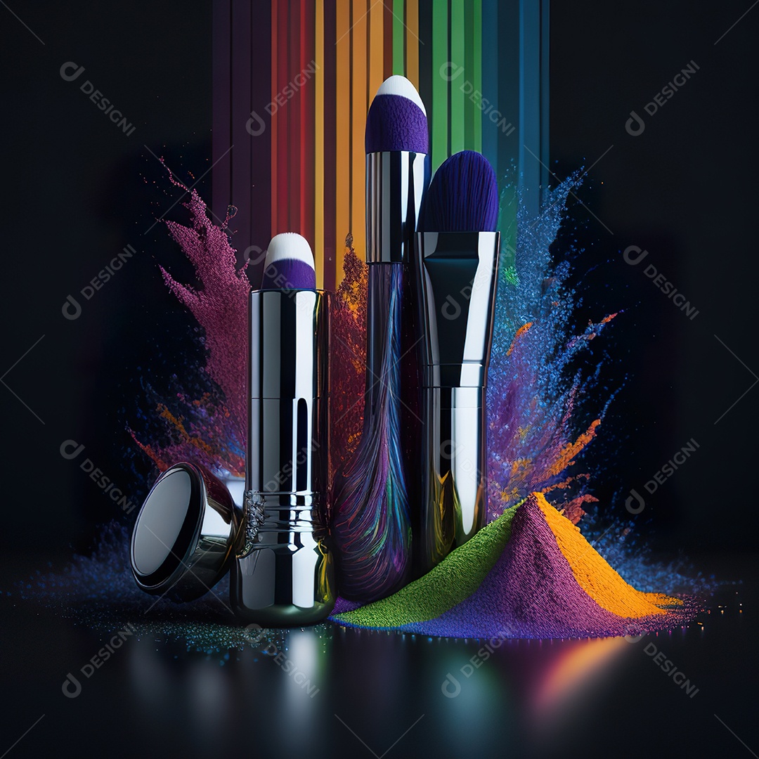 Imagem realista de maquiagens sobre uma mesa