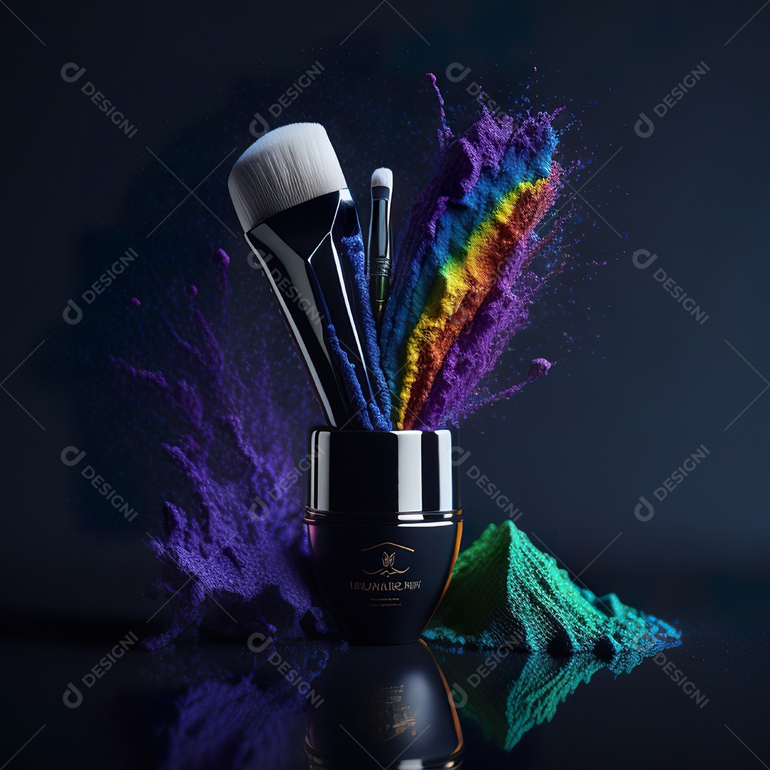 Imagem realista de maquiagens sobre uma mesa