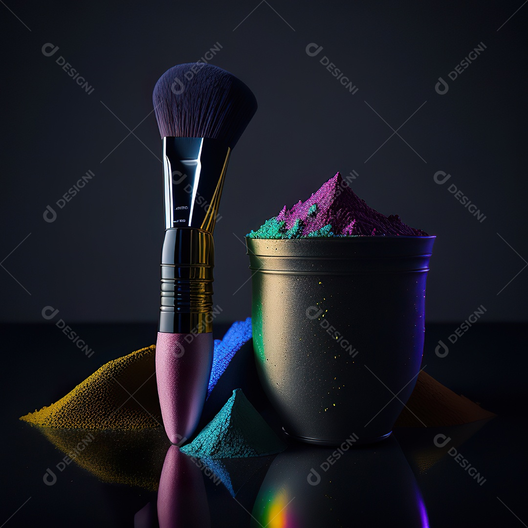 Imagem realista de maquiagens sobre uma mesa