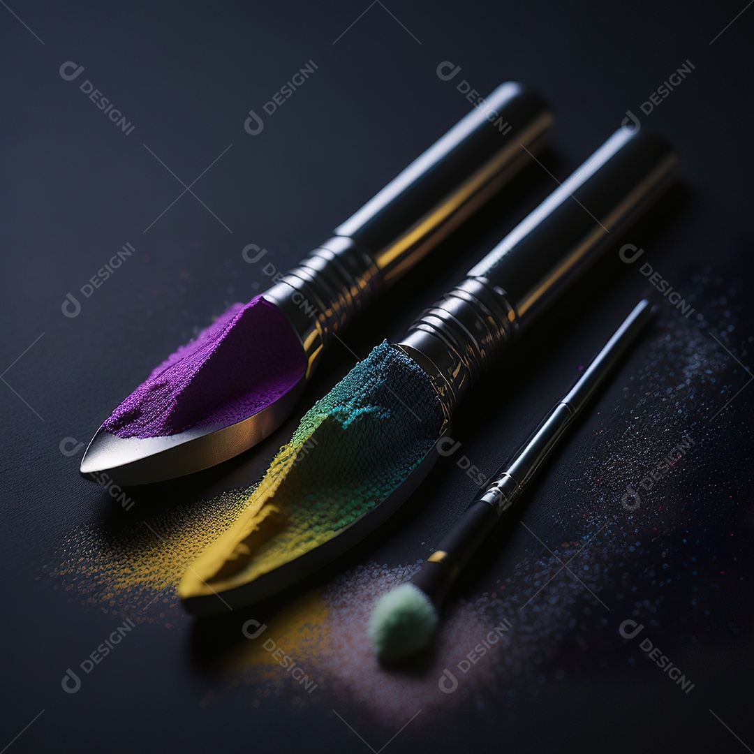 Imagem realista de maquiagens sobre uma mesa